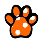 Polka Dots - White on Safety Orange Magnet (Paw Print)