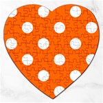 Polka Dots - White on Safety Orange Jigsaw Puzzle (Heart)