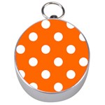 Polka Dots - White on Safety Orange Silver Compass