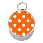 Polka Dots - White on Safety Orange Silver Compass (Mini)