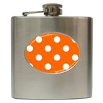 Polka Dots - White on Safety Orange Hip Flask (6 oz)