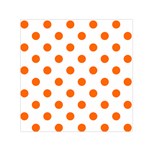 Polka Dots - Safety Orange on White Small Satin Scarf  (Square)