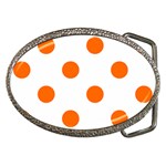 Polka Dots - Safety Orange on White Belt Buckle