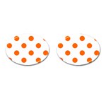 Polka Dots - Safety Orange on White Cufflinks (Oval)