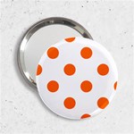 Polka Dots - Safety Orange on White 2.25  Handbag Mirror