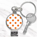 Polka Dots - Safety Orange on White Nail Clippers Key Chain
