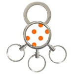 Polka Dots - Safety Orange on White 3-Ring Key Chain