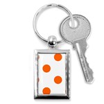 Polka Dots - Safety Orange on White Key Chain (Rectangle)