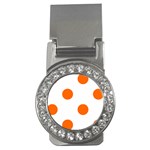 Polka Dots - Safety Orange on White Money Clip (CZ)