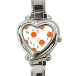 Polka Dots - Safety Orange on White Heart Italian Charm Watch