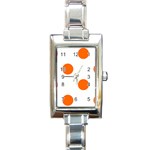 Polka Dots - Safety Orange on White Rectangle Italian Charm Watch
