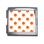Polka Dots - Safety Orange on White Mega Link Italian Charm (18mm)