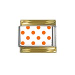 Polka Dots - Safety Orange on White Gold Trim Italian Charm (9mm)