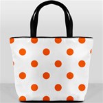 Polka Dots - Safety Orange on White Bucket Bag