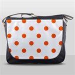 Polka Dots - Safety Orange on White Messenger Bag