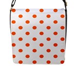 Polka Dots - Safety Orange on White Flap Closure Messenger Bag (L)