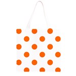 Polka Dots - Safety Orange on White Grocery Light Tote Bag