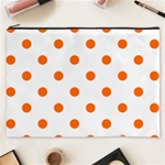 Polka Dots - Safety Orange on White Cosmetic Bag (XXXL)