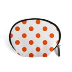 Polka Dots - Safety Orange on White Accessory Pouch (Small)