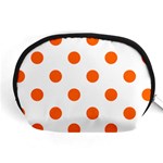 Polka Dots - Safety Orange on White Accessory Pouch (Medium)