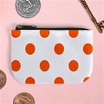 Polka Dots - Safety Orange on White Mini Coin Purse