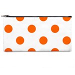 Polka Dots - Safety Orange on White Pencil Case