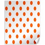 Polka Dots - Safety Orange on White Canvas 11  x 14 