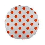 Polka Dots - Safety Orange on White Standard 15  Premium Round Cushion