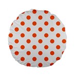 Polka Dots - Safety Orange on White Standard 15  Premium Flano Round Cushion
