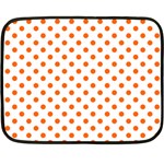 Polka Dots - Safety Orange on White Fleece Blanket (Mini)