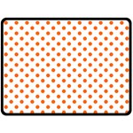 Polka Dots - Safety Orange on White Fleece Blanket (Large) (One Side)