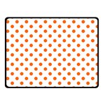 Polka Dots - Safety Orange on White Fleece Blanket (Small) (One Side)