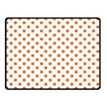 Polka Dots - Safety Orange on White Double Sided Fleece Blanket (Small) (Two Sides)