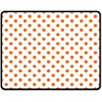 Polka Dots - Safety Orange on White Double Sided Fleece Blanket (Medium) (Two Sides)