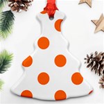 Polka Dots - Safety Orange on White Ornament (Christmas Tree)