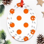 Polka Dots - Safety Orange on White Ornament (Bell) Ornament (Oval Filigree)