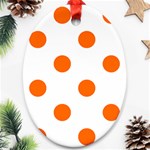 Polka Dots - Safety Orange on White Ornament (Oval)