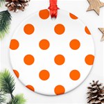 Polka Dots - Safety Orange on White Round Ornament (Two Sides)