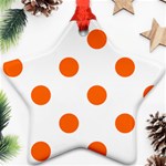 Polka Dots - Safety Orange on White Star Ornament (Two Sides)