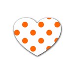 Polka Dots - Safety Orange on White Heart Coaster (4 pack)