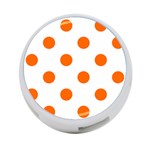 Polka Dots - Safety Orange on White 4-Port USB Hub (One Side)