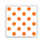 Polka Dots - Safety Orange on White Memory Card Reader with Storage (Square)