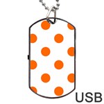 Polka Dots - Safety Orange on White Dog Tag USB Flash (One Side)