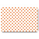 Polka Dots - Safety Orange on White Large Doormat
