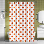 Polka Dots - Safety Orange on White Shower Curtain 48  x 72  (Small)