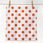 Polka Dots - Safety Orange on White Face Towel