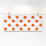 Polka Dots - Safety Orange on White Hand Towel