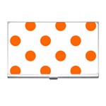 Polka Dots - Safety Orange on White Business Card Holder