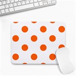Polka Dots - Safety Orange on White Small Mousepad