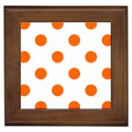Polka Dots - Safety Orange on White Framed Tile